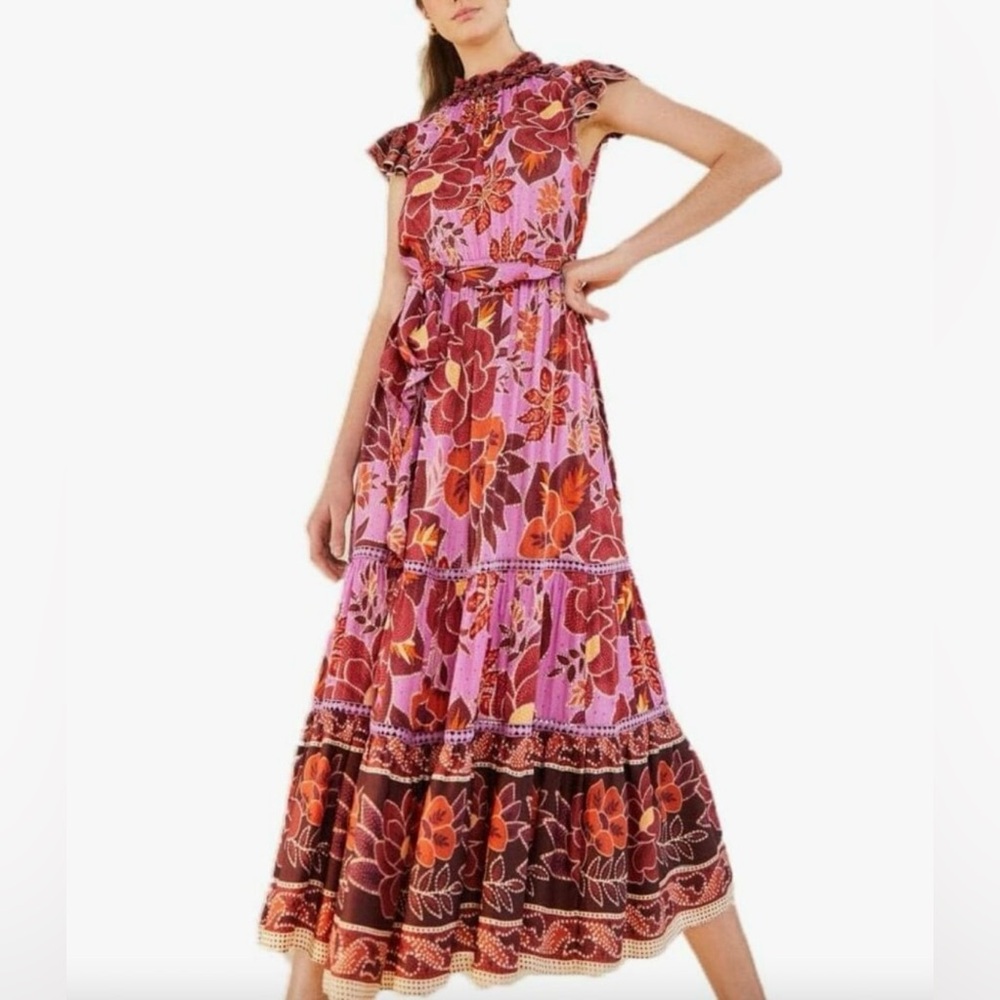 FARM Rio Sweet Floral Lilac Midi Dress